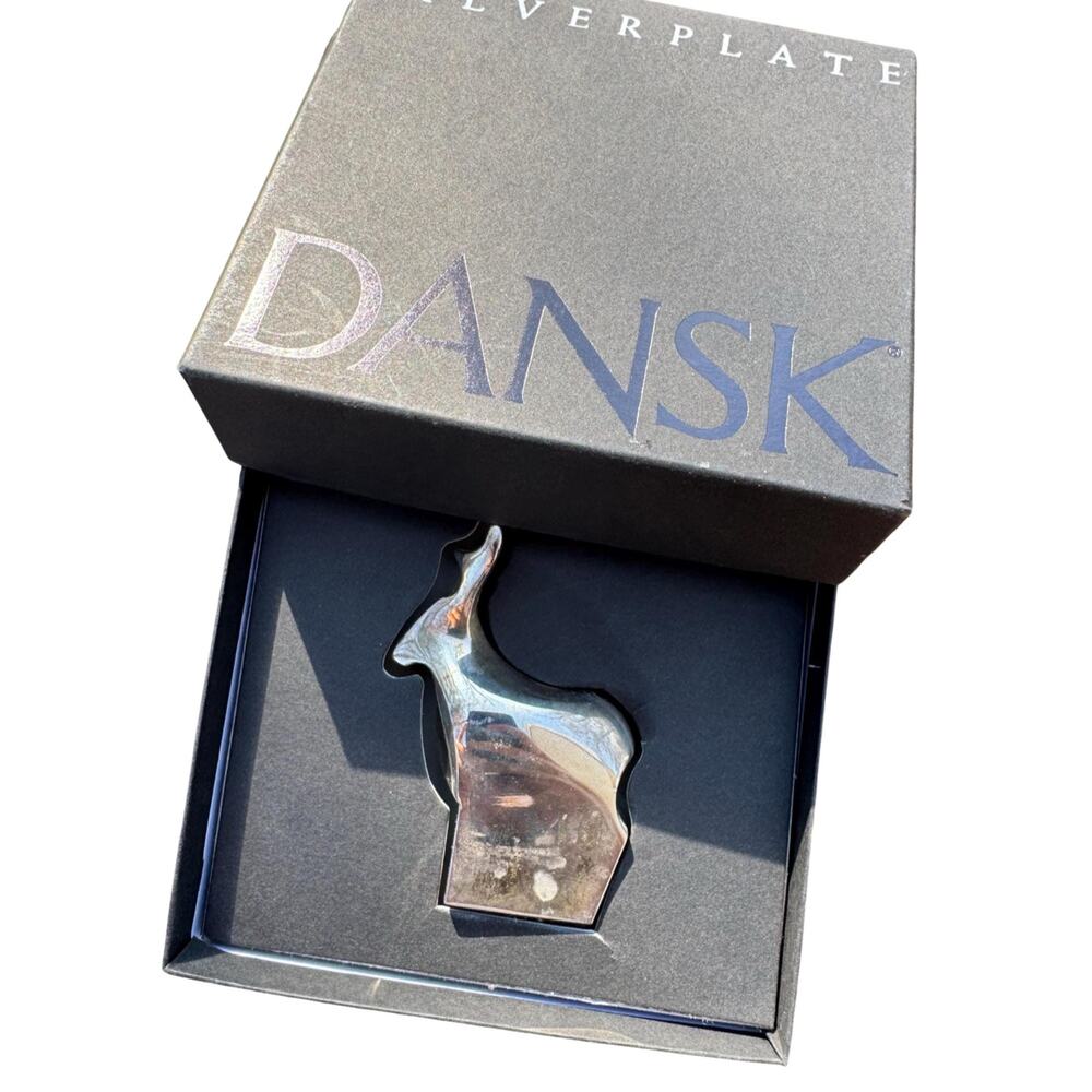 Dansk Designs Silver Reindeer Paperweight Danish Swedish Gifts Presents Retro - Picture 1 of 11